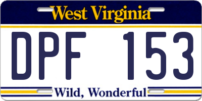 WV license plate DPF153