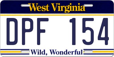 WV license plate DPF154