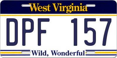 WV license plate DPF157