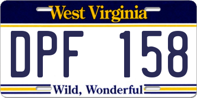 WV license plate DPF158