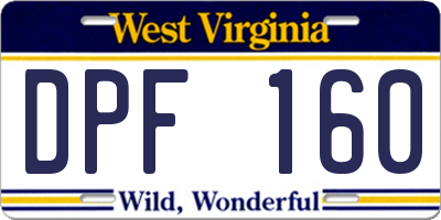 WV license plate DPF160