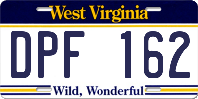 WV license plate DPF162