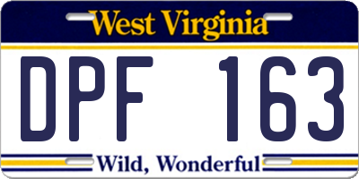 WV license plate DPF163