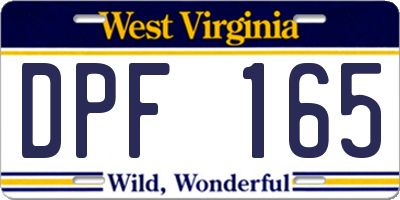 WV license plate DPF165