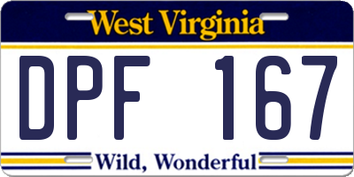 WV license plate DPF167