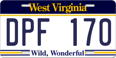 WV license plate DPF170