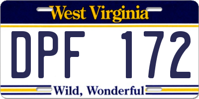 WV license plate DPF172