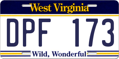 WV license plate DPF173