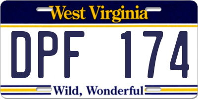WV license plate DPF174