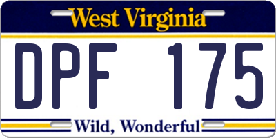 WV license plate DPF175