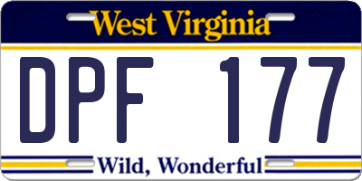 WV license plate DPF177