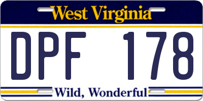 WV license plate DPF178