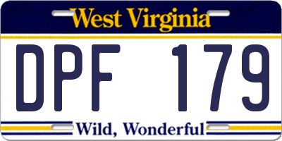 WV license plate DPF179