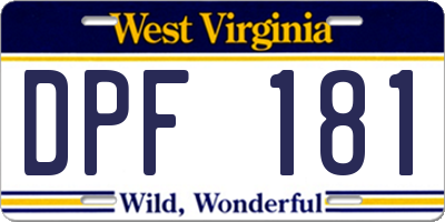 WV license plate DPF181