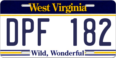 WV license plate DPF182