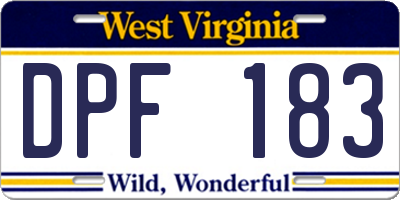 WV license plate DPF183