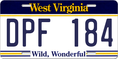 WV license plate DPF184