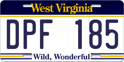 WV license plate DPF185