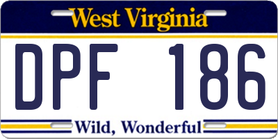 WV license plate DPF186
