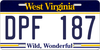 WV license plate DPF187