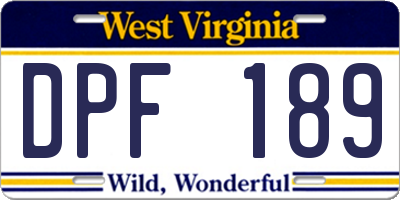 WV license plate DPF189