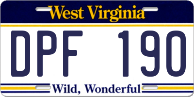 WV license plate DPF190