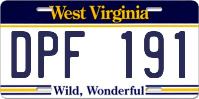 WV license plate DPF191