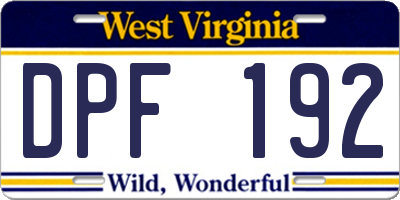 WV license plate DPF192