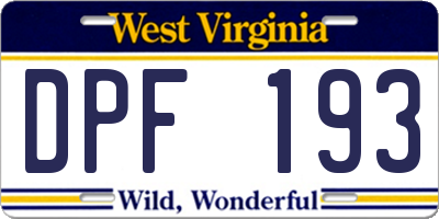 WV license plate DPF193