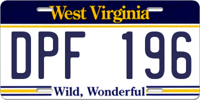 WV license plate DPF196