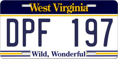 WV license plate DPF197