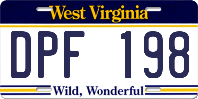 WV license plate DPF198