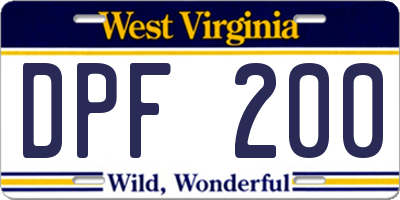 WV license plate DPF200