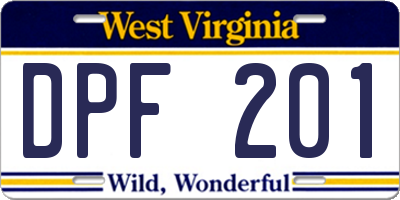 WV license plate DPF201