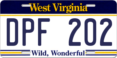 WV license plate DPF202