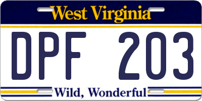 WV license plate DPF203