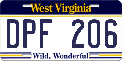 WV license plate DPF206