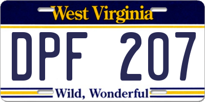 WV license plate DPF207