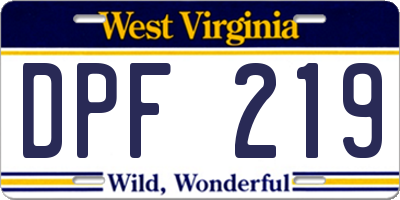 WV license plate DPF219