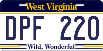 WV license plate DPF220