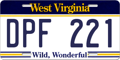 WV license plate DPF221