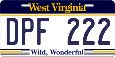 WV license plate DPF222