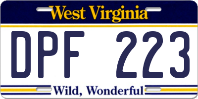 WV license plate DPF223