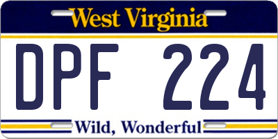 WV license plate DPF224