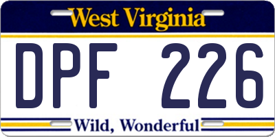 WV license plate DPF226