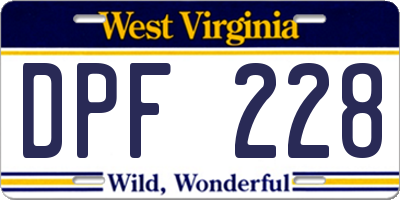 WV license plate DPF228