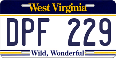 WV license plate DPF229