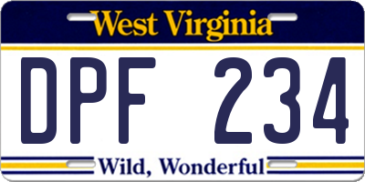WV license plate DPF234