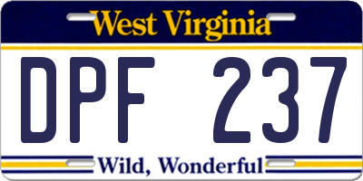WV license plate DPF237