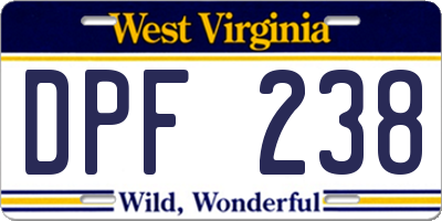 WV license plate DPF238
